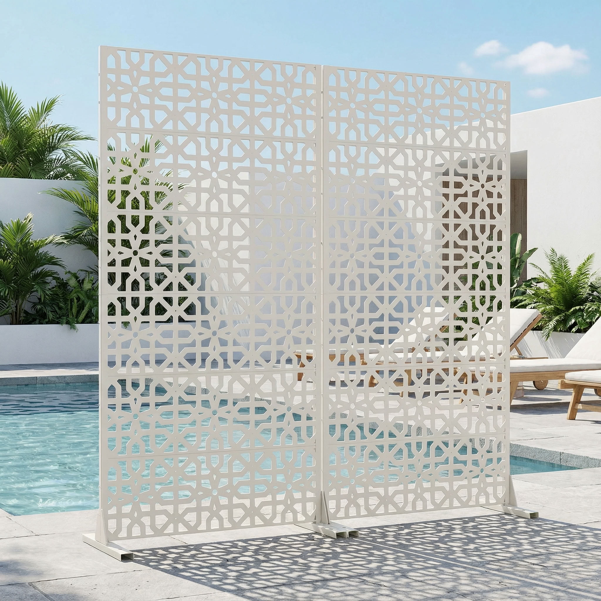 MAYEERTY 6 Panels Outdoor Privacy Screen, Metal Decorative Privacy Fence, 2 pcs Privacy Panel for Patio, Balcony, Backyard, Garden