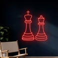 thumbnail image 2 of Handmadetneonsign Pair of Chess Pieces King & Queen Neon Sign, Chess Led Sign, Chess Player Led Light, Wall Décor, 2 of 5