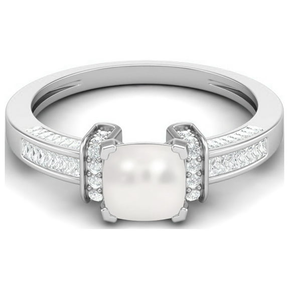 Mooneye 2.11 Cts Cushion Shape Pearl Art Deco 925 Sterling Silver Classic Women Wedding Ring