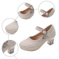 thumbnail image 6 of Staki Princess Shoes Toddler Toddler Little Girls Mary Jane Ballerina Flats Shoes Slip-on School Party Dress Shoes Beige,2 Big Kid, 6 of 9