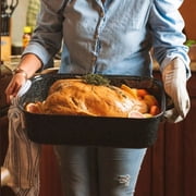 Granite Ware 21 in Oven Rectangular Roaster with lid. (Speckled Black) - Accommodates up to 25 lb poultry or roast.