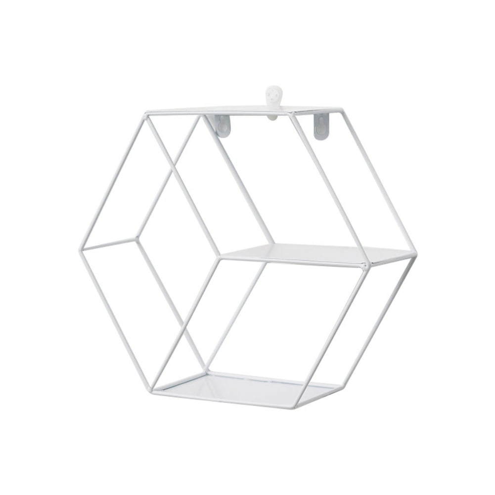 Home 3 Tier Rustic Floating Shelves Hexagon Wall Mounted Storage Shelf