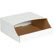 Staples Stackable Bin Boxes 12" x 12" x 4 1/2" White 50/Bundle BSBINB1212