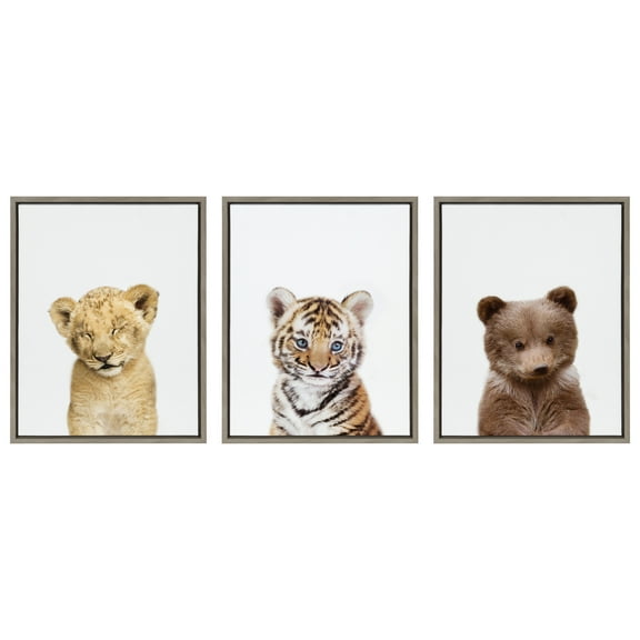 Kate and Laurel Animals/Insects Framed Canvas Art Prints, 18 in x 24 in, 3-Pieces, by Amy Peterson