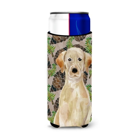 

Carolines Treasures BB9576MUK Yellow Labrador Pine Cones Michelob Ultra Hugger for slim cans Slim Can multicolor