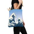 thumbnail image 3 of ASHLEIGH Vintage Waves of Painting Canvas Tote Bag Tote Shopping Bag Washable Grocery Tote Bag, Craft Canvas Bag for Women Men Kids, 3 of 3