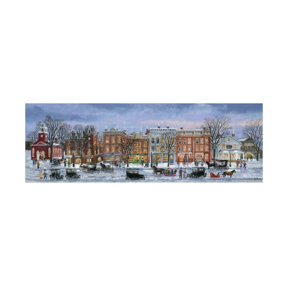 Canvas Wall Art - Bob Fair 'Winter Shopping' Wall Art for Living Room, Bedroom, or Office Décor by Trademark Fine Art - 19 x 6 Inches