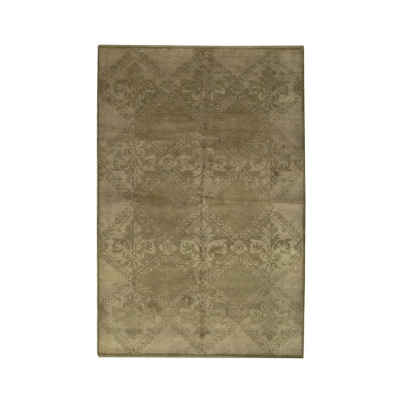 EORC Beige Handmade Wool Transitional Ningxia? Rug, 5'11 x 8'11