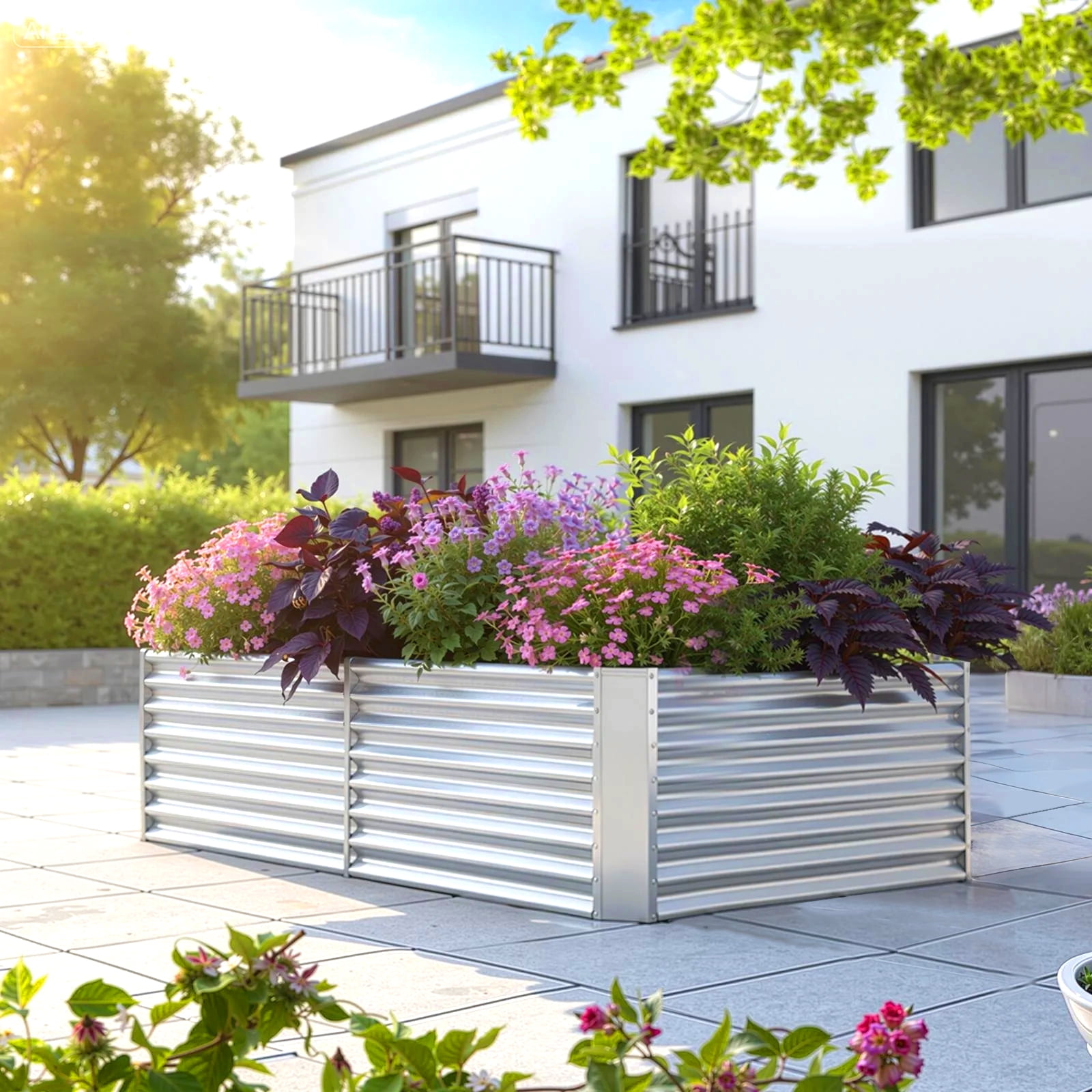 PRIJESSE 8x4x2FT Galvanized Raised Garden Bed Kit, Galvanized Planter Raised Garden Boxes Outdoor, Metal Raised Garden Beds for Vegetables