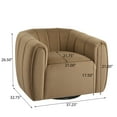 thumbnail image 3 of Rune Modern 360-Degree Swivel Barrel Club Chair, Velvet Upholstered Accent Chair, Camel, 3 of 8