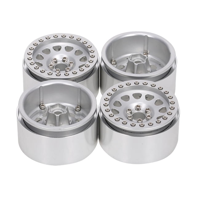 Llantas de metal 1:10, piezas de orugas de camión todoterreno, coche modificado, Hobby, ruedas de bricolaje, accesorios de neumáticos, 4x, cu Plata Baoblaze Llantas de rueda de coche RC