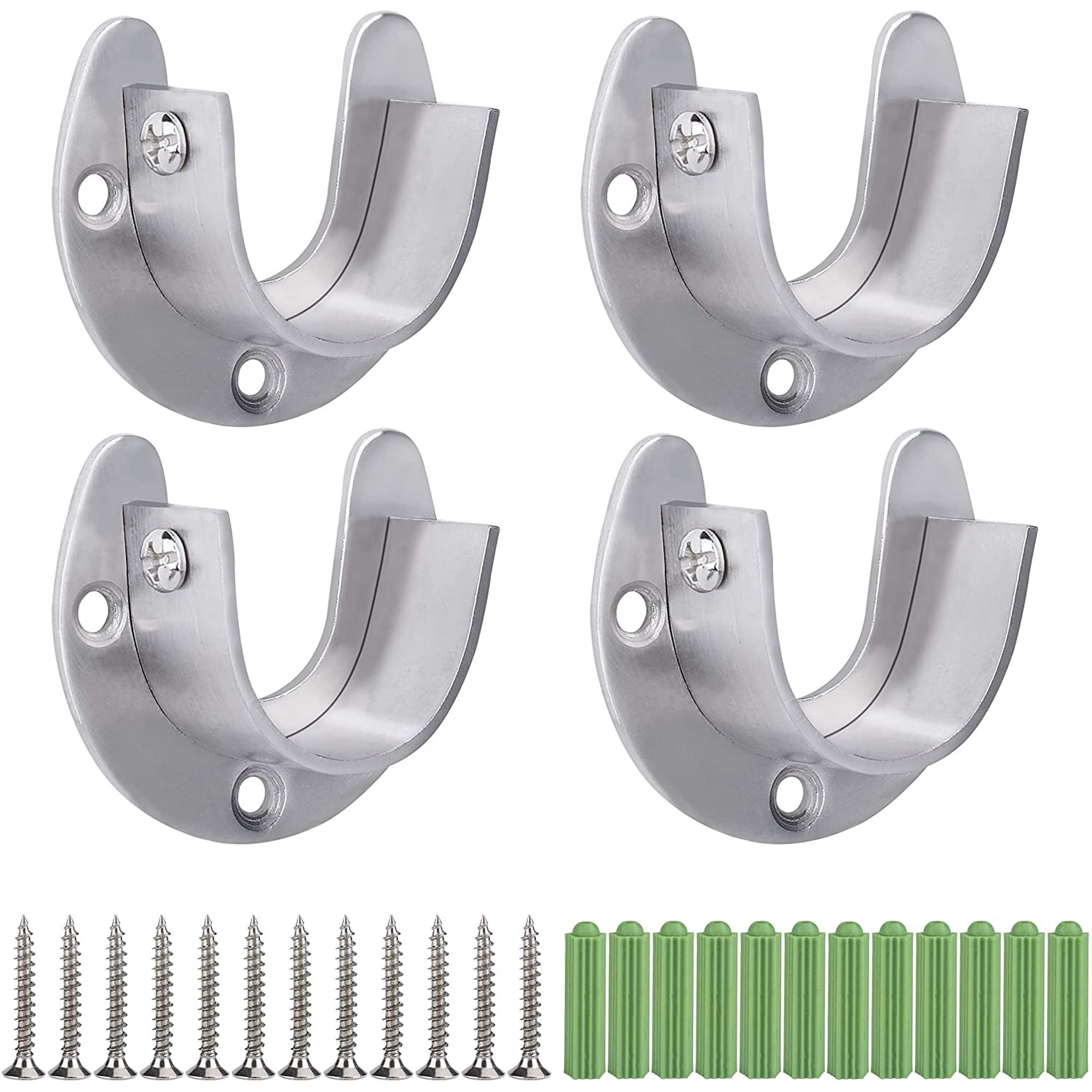 Pieces Stainless Steel Round Tube Bracket, Rod Flange Set, Wardrobe Rod Holder, Clothes Rail Rod