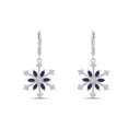 thumbnail image 2 of Marquise Cut Simulated Alexandrite & Round White Cubic Zirconia Snowflake Leverback Drop Dangle Earrings In 14k White Gold Over Sterling Silver For Womens Her, 2 of 5
