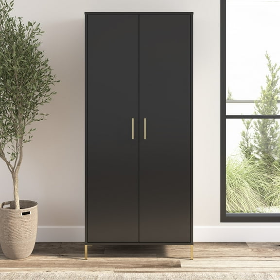 Bush Furniture Soho Tall Storage Cabinet with Doors in Black