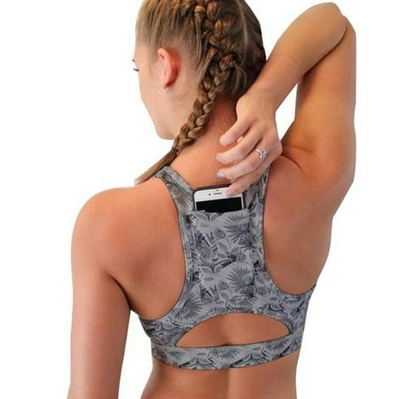 

ANXINDABX Women XS-XL Sports Bra Phone Pocket Fitness Yoga Tank Crop Top Gym Workout Underwear HOT Girl Running Shirt Plus Size