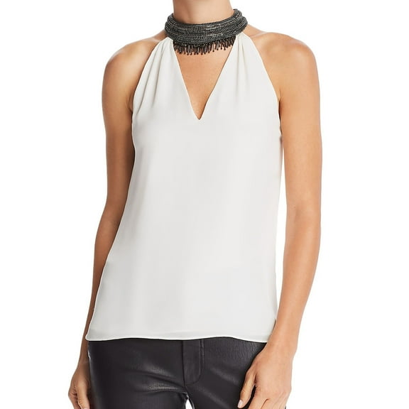 Ramy Brook Womens Raelyn Halter Blouse Top, White, Small