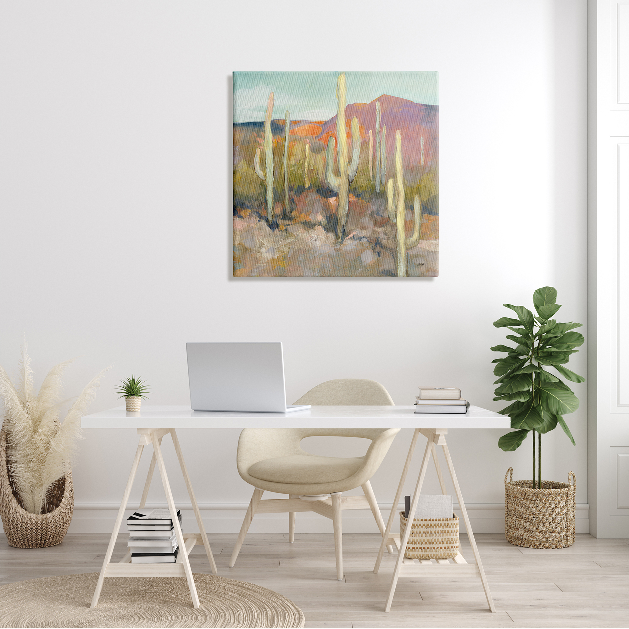 Stupell Industries Cactus Plant Desert Landscape Soft Southwestern Plant Painting, 30 x 30,Design by Julia Purinton
