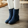 thumbnail image 2 of hopeusnice Women's Suede Ankle Boots Wedge Heel Booties Winter Warm Comfortable Zipper Closure Low Heel Round Toe Shoes Blue 39, 2 of 9