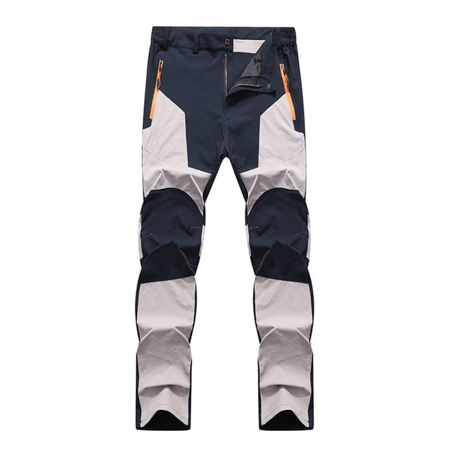 Mgmyaa Men's Color Block Tactical Cargo Pants - Quick Dry Elastic Waist Straight-Leg Hiking Pants with Pockets