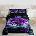 thumbnail image 2 of Castle Fairy Teens Purple Rose Twin Comforter Sets,Romantic Flower Bedding Set, 2 of 8
