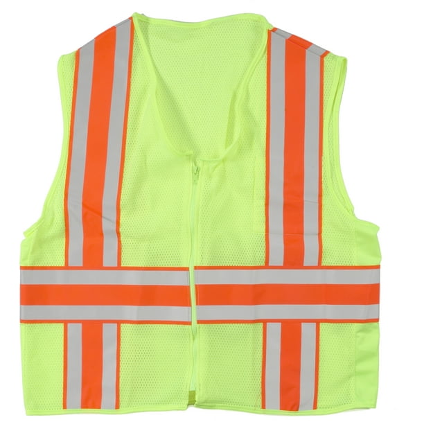 High Visibility Polyester ANSI Class 2 Deluxe Dot Mesh Safety Vest with Pockets, 2XLarge, Lime