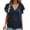 Blue, variant on Zekutng Summer Tops for Women Casual Short Sleeve Leopard Print Patchwork T-Shirt Blouses,Sizes S-2XL