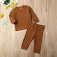 thumbnail image 2 of xiaxaixu Ensemble T-Shirt Col Rond + Pantalon Long Uni pour Bébé, 2 of 5