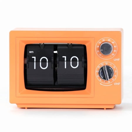 TV-Shaped Flip Clock - Retro Mechanical Desk Clock with Classic Television Design for Living Room Decor Vintage Gifts A
