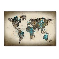 Trademark Fine Art "Map of the World Watercolor III" Canvas Art by Michael Tompsett