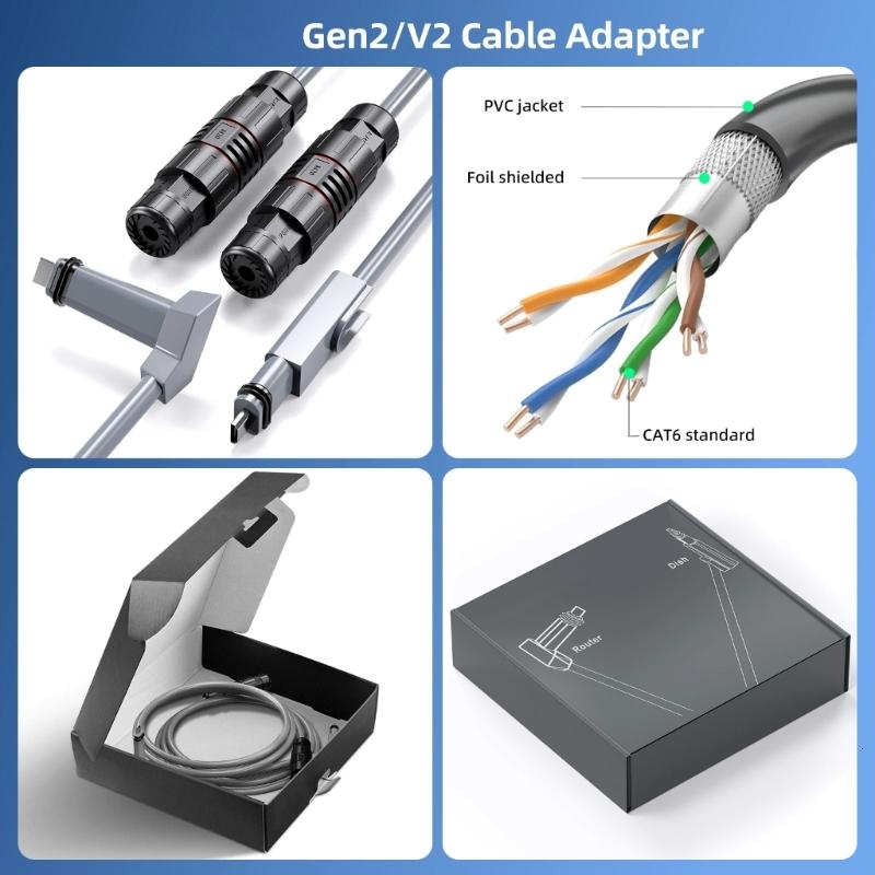lanema Ethernet Adapter Cable For Mini Satellite Cable Extension RJ45 Coupler Gen2 Waterproof Adapter for V2 Dish & Router