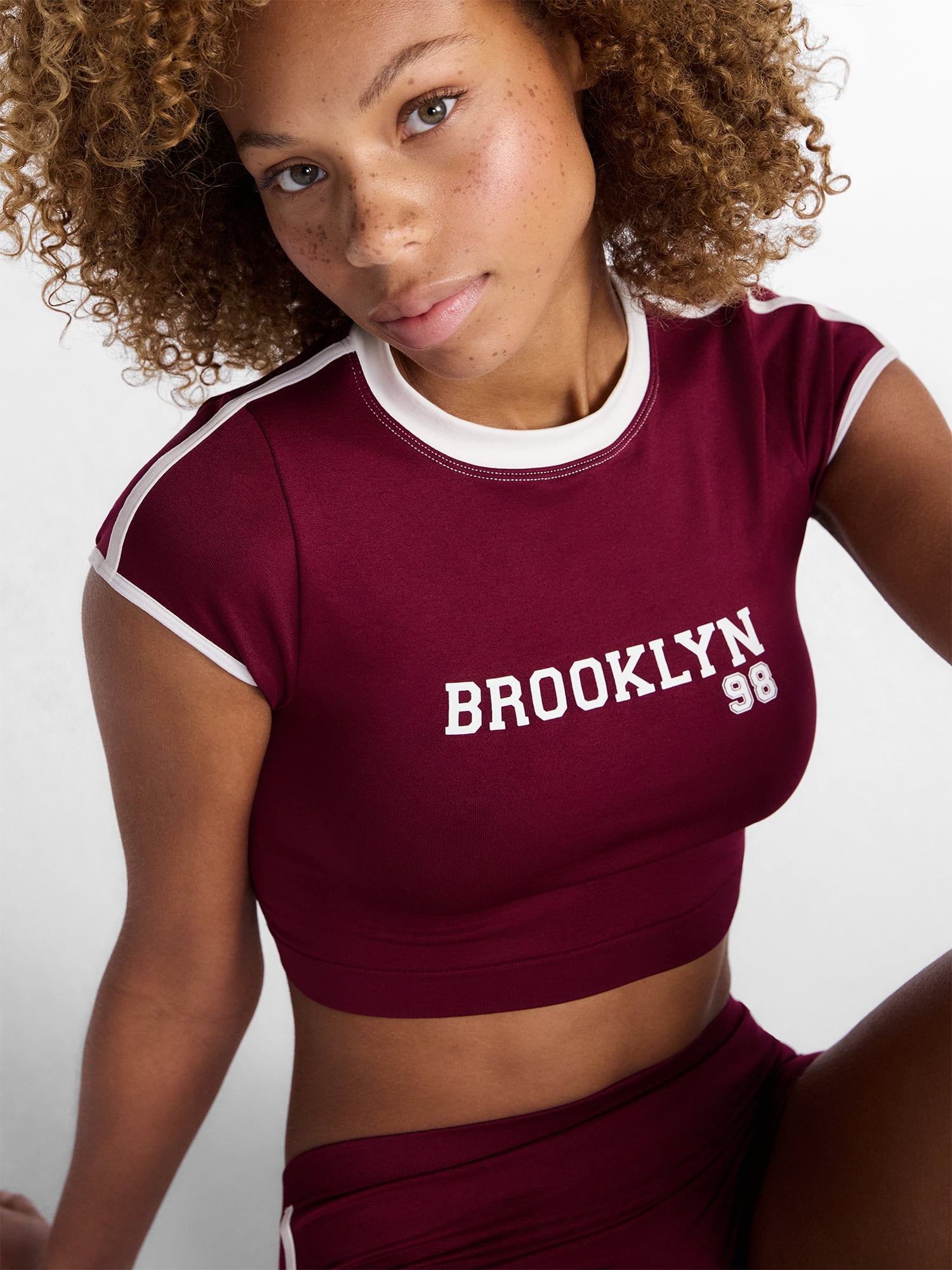 No Boundaries Seamless Cropped Tee and Boyshorts Set, 2 Piece, Women's XS-XXXL