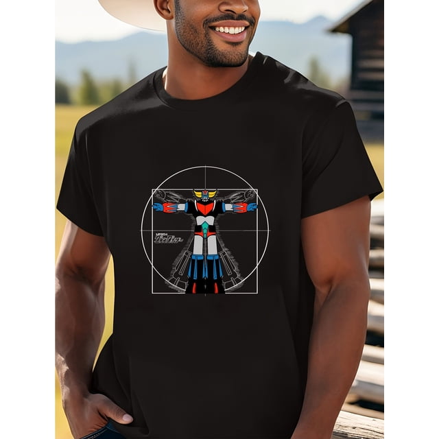 Camiseta informal de algodón para hombre, 100 % algodón, cuello redondo, manga corta y estampado original. Tejido de punto para deportes y actividades al aire libre. Colección primavera/verano/otoño.