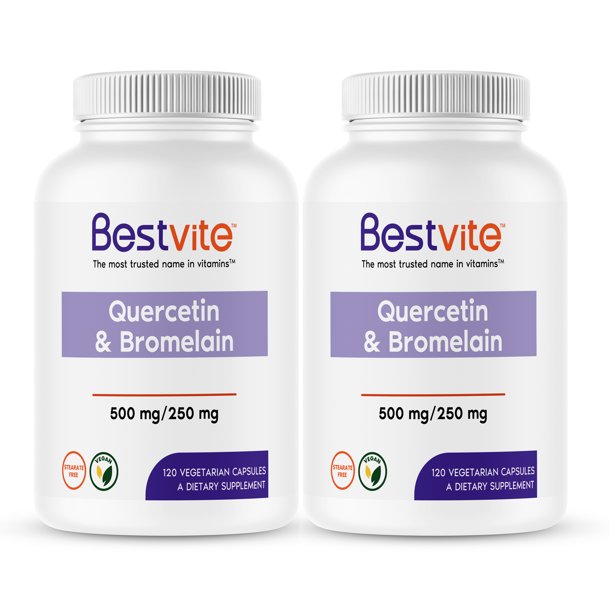 Quercetin with Bromelain 500mg/250mg (240 Vegetarian Capsules) (120 x 2