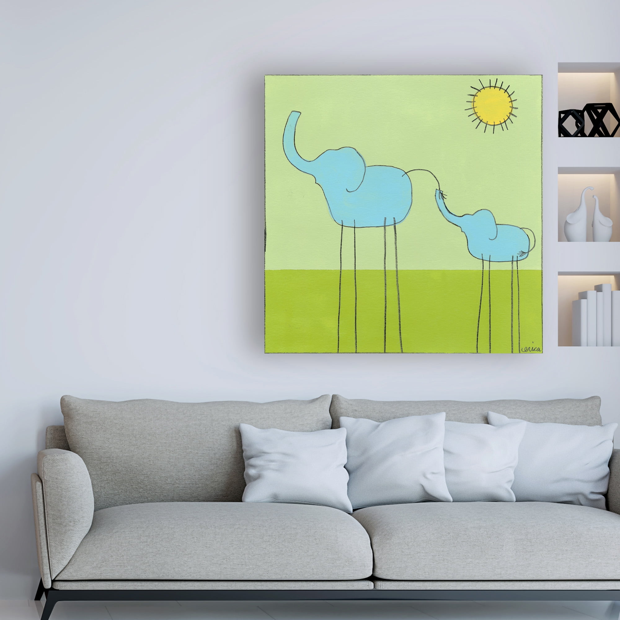 Trademark Fine Art 'Stick leg Elephant II Childrens Art' Canvas Art by June Erica Vess