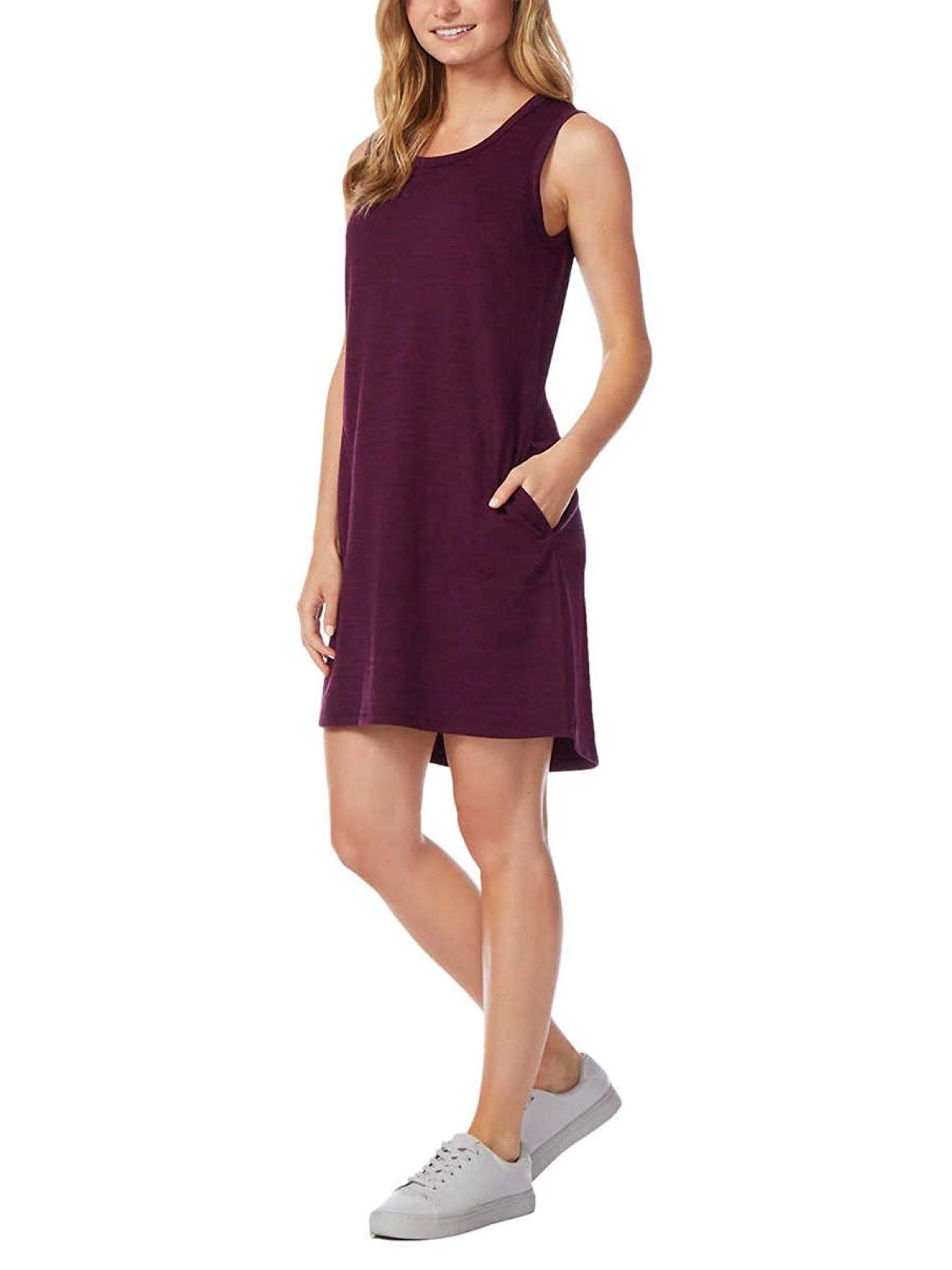 32 Degree Cool Women's Relaxed Fit Short Sleeve Pullover Dress Burgundy