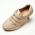 thumbnail image 4 of FSJ Women Chic Round Toe Sneaker Heels Mesh Leather Strap Stiletto Pumps Size 6.5 Nude, 4 of 4