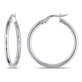 thumbnail image 1 of 10K White Gold Round Hoop Earrings, 1 of 3