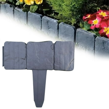 EZPXFCI 1PC Garden Edging Border Lawn Fence Edging Cobbled Stone Effect Plant Hammer In Black