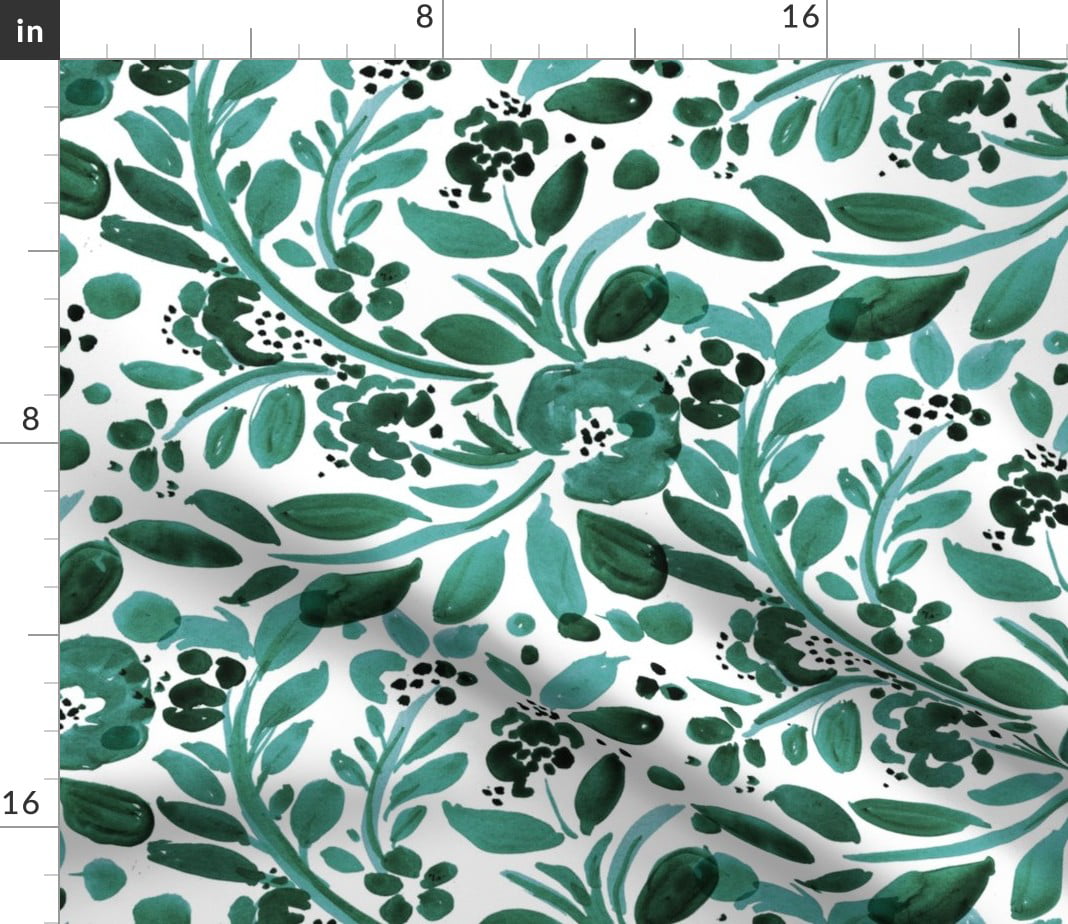 Jade Floral Flower Botanical Spring Green Fabric Printed by Spoonflower ...