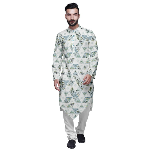 Atasi Kurta à Manches Longues de Designer pour Garçons, Kurta Décontractée Imprimée en Coton Flex