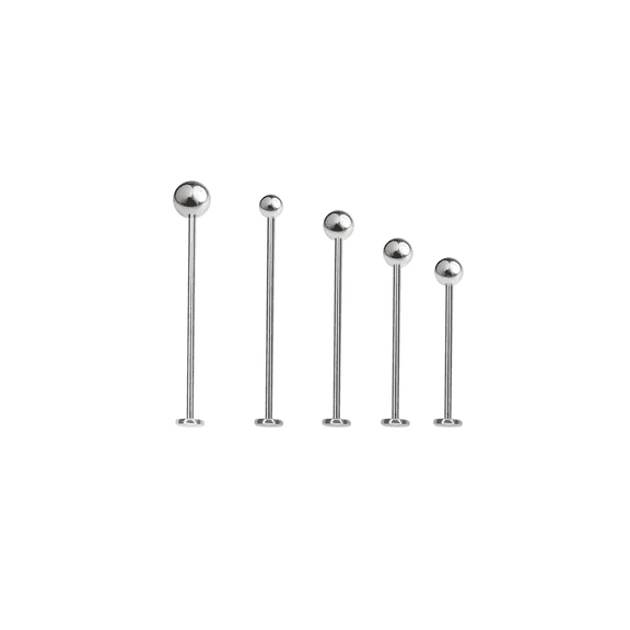 Luxe Modz Threaded Labret Flatback Surgical Steel Extra Long 14G 16G with 3mm 4mm Top Ball Men Women