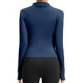 thumbnail image 4 of QATAINLAV Workout Tops for Women Cropped Slim Fit Full Zip Jacket Running Athletic Long Sleeve Shirts with Thumb Holes, Blue, XXXL, 4 of 5