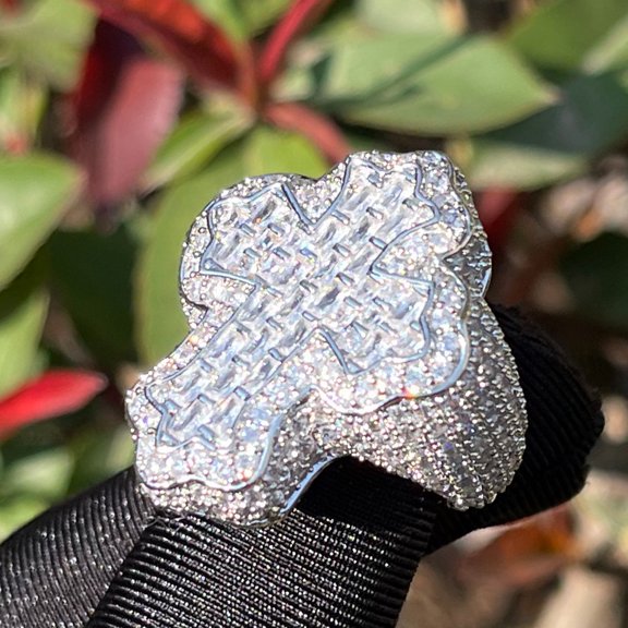 DUBSS Cross Finger Ring Iced Out AAAAA Zircon Prong Setting Fashion Luxulry Men Hip Hop Jewelry