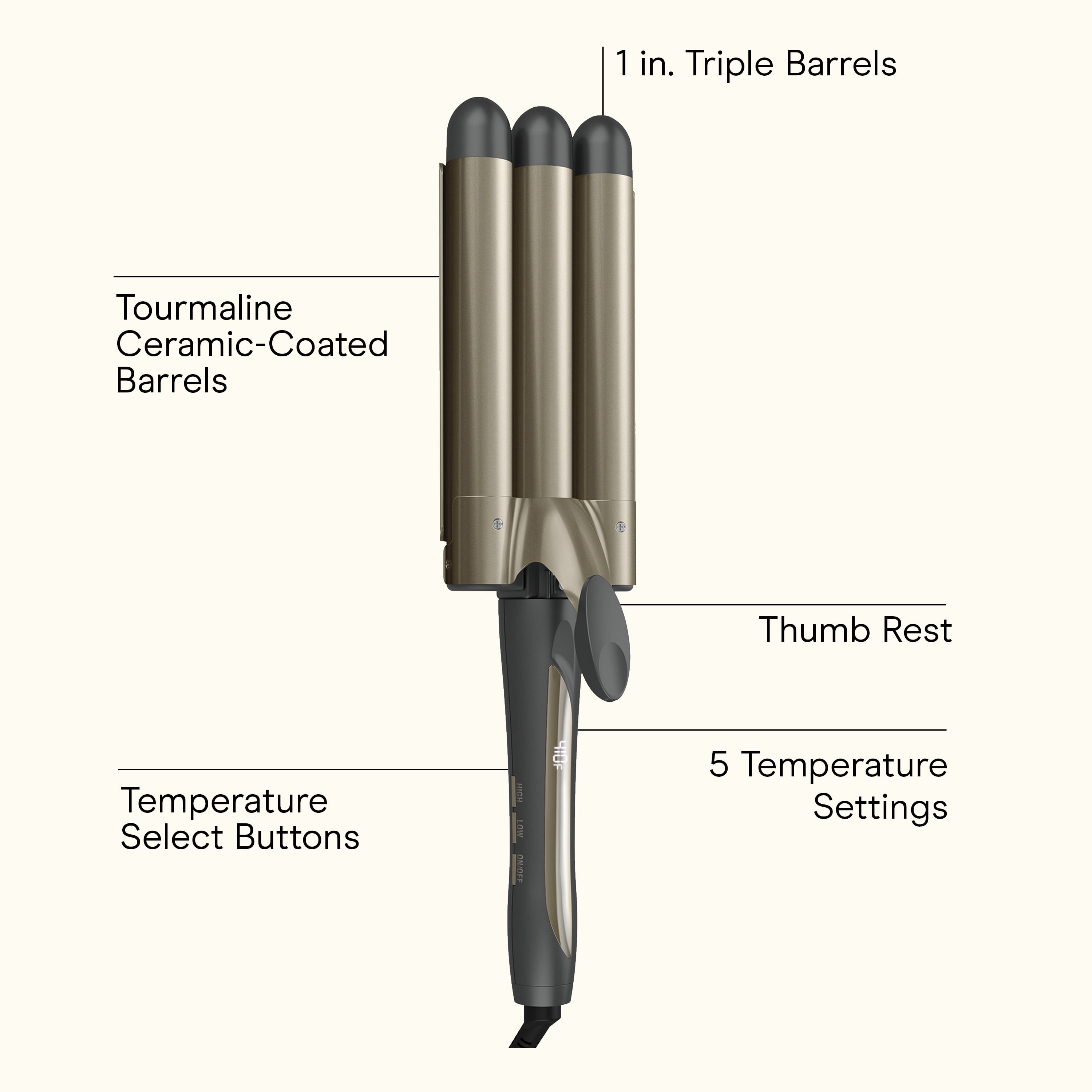 Conair Infiniti Pro 1" Ceramic & Tourmaline Triple Barrel Curling Iron, Gray