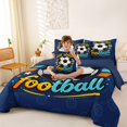 thumbnail image 3 of Manfei Sport Queen Bedding, Eat Sleep Football Print Bedding Comforter Set Queen, Navy Orange Cyan, Navy Reversible 7 Pieces, 3 of 6