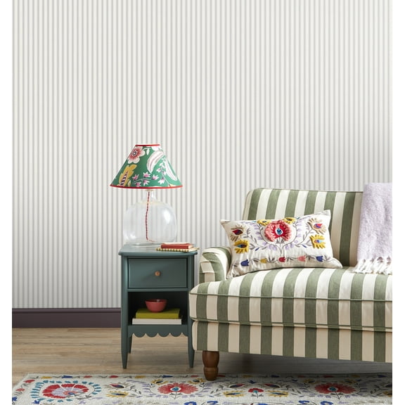 Fine Decor Chirico Lavender Ticking Stripe Wallpaper
