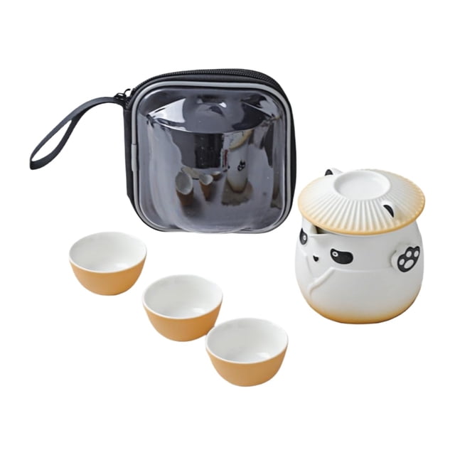 Werwing Portable Panda Travel Tea Set - Personal Companion for Car & Outdoors - Orange