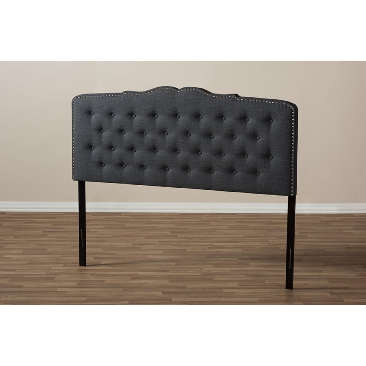 Baxton Studio Lucy Modern and Contemporary Dark Grey Fabric King Size Headboard,Wholesale Interiors