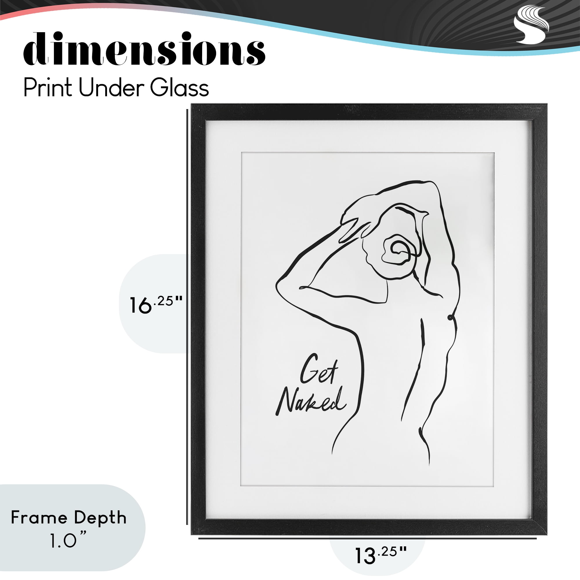 Stupell Industries Get Naked Nude Silhouette Black Framed Print Under Glass, design by Lettered and Lined