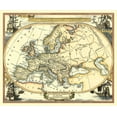 thumbnail image 2 of Vision Studio 17x15 Gold Ornate Wood Framed with Double Matting Museum Art Print Titled - Nautical Map of Europe, 2 of 4